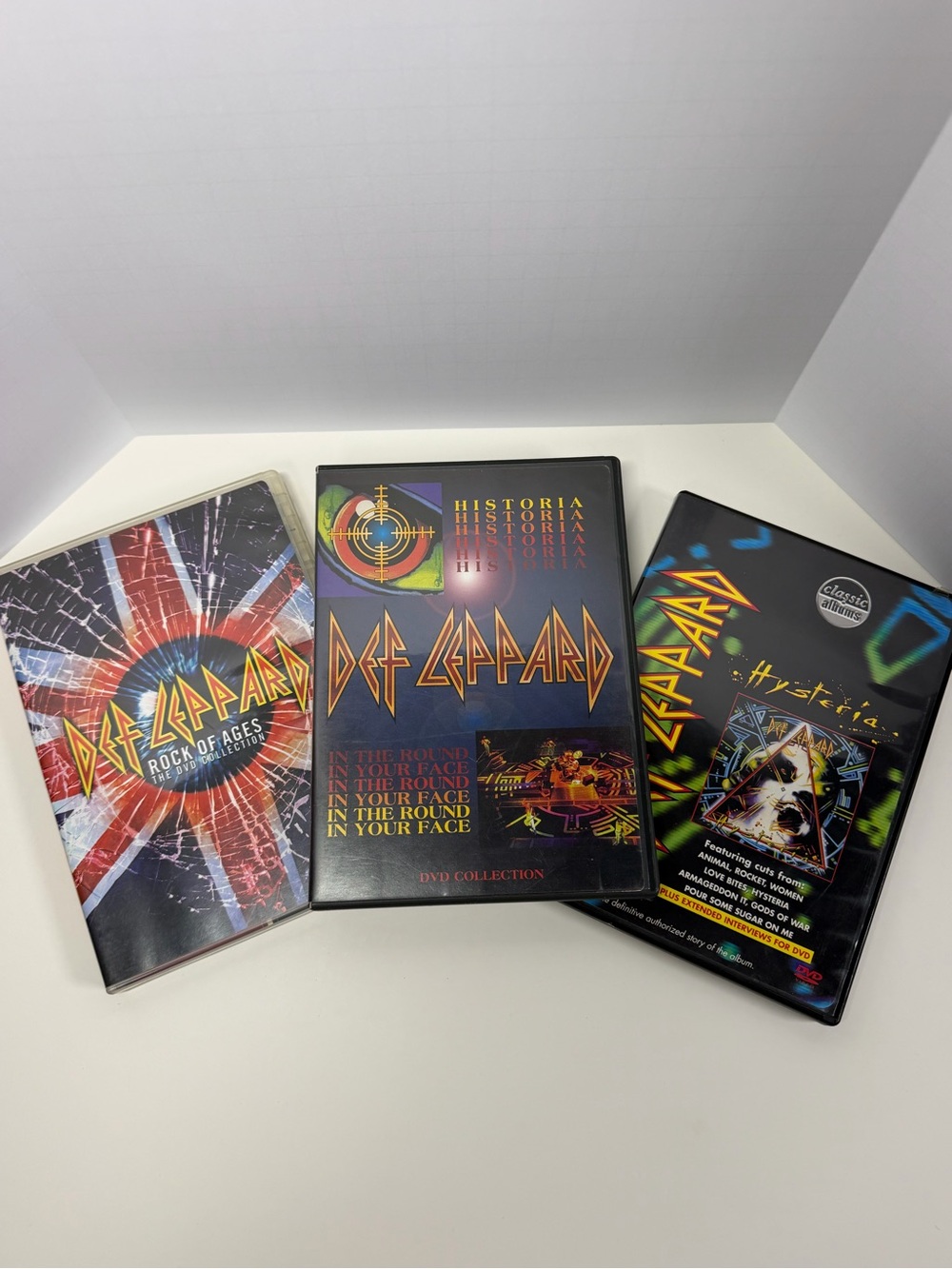 Def Leppard DVD Lot of 3 Rock of Ages Historia In the Round Hysteria Classic